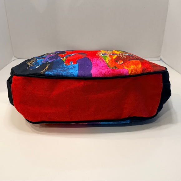 LAUREL BURCH Wild Horses of Fire Hobo Tote Bag Zipper Multicolor Canvas 15”x9” - Picture 13 of 16